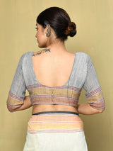 Dista Elora Cream Linen Plain Handloom Everyday Use and Casual Saree, view 4