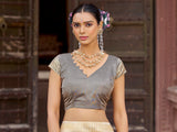 Dista Elora Cream Soft Silk Butti Banarasi Silk Zari Jacquard Work Designer Saree, view 2