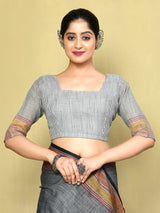 Dista Elora Dark Grey Linen Plain Handloom Everyday Use and Casual Saree, view 5