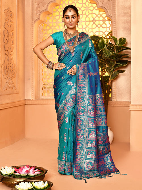 Dista Elora Firozi Pure Soft Silk Baluchari Weaving Saree