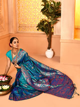 Dista Elora Firozi Pure Soft Silk Baluchari Weaving Saree, view 5