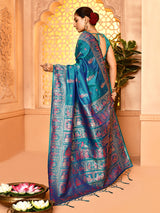 Dista Elora Firozi Pure Soft Silk Baluchari Weaving Saree, view 6