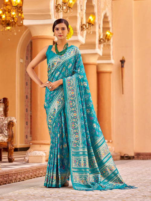 Dista Elora Firozi Soft Silk Patola Zari Jacquard Work Designer Saree