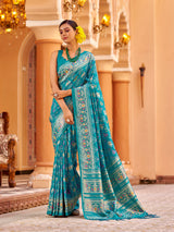 Dista Elora Firozi Soft Silk Patola Zari Jacquard Work Designer Saree, view 2