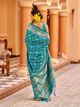 Dista Elora Firozi Soft Silk Patola Zari Jacquard Work Designer Saree, view 4