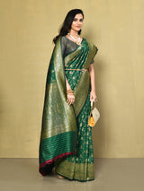 Dista Elora Green Banarasi Pure Silk Woven Designer Saree For Women, view 3