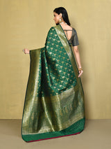 Dista Elora Green Banarasi Pure Silk Woven Designer Saree For Women, view 4