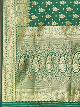 Dista Elora Green Banarasi Pure Silk Woven Designer Saree For Women, view 6