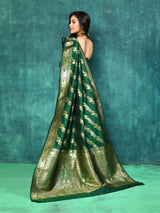 Dista Elora Green Silk Pure Banarasi Woven Designer Saree For Women, view 2