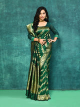 Dista Elora Green Silk Pure Banarasi Woven Designer Saree For Women, view 3