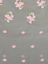 Dista Elora Grey Cotton Floral Embroidered Designer Casual Saree, view 5