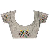 Dista Elora Grey Tissue Parrot & Floral Woven Design Paithani Saree, view 5