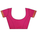 Dista Elora Hot Pink Lichi Silk Peacock & Floral Motis Zari Weaving Paithani Saree, view 5