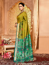 Dista Elora Light Green Pure Banarasi Weaving Silk Saree, view 2