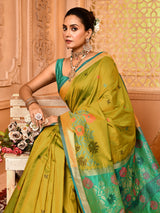 Dista Elora Light Green Pure Banarasi Weaving Silk Saree, view 4