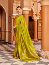 Dista Elora Light Green Soft Silk Kanjivaram Zari Jacquard Work Designer Saree, view 2