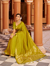 Dista Elora Light Green Soft Silk Kanjivaram Zari Jacquard Work Designer Saree, view 4