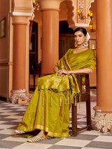 Dista Elora Light Green Soft Silk Kanjivaram Zari Jacquard Work Designer Saree, view 5