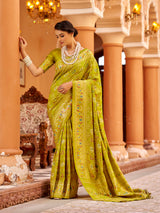 Dista Elora Light Green Soft Silk Patola Zari Jacquard Work Designer Saree, view 2