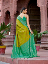 Dista Elora Light Green Soft Silk Patola Zari Jacquard Work Designer Saree, view 3