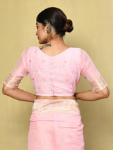 Dista Elora Light Pink Cotton Floral Embroidered Designer Casual Saree, view 4