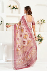 Dista Elora Light Pink Linen Ikat Geometric Printed Ready To Wear Saree, view 5
