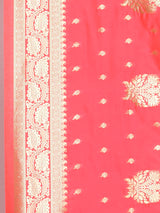 Dista Elora Light Pink Pure Silk Banarasi Woven Designer Saree For Women, view 4