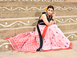 Dista Elora Light Pink Soft Cotton Butti Weaving Handloom Casual Saree, view 4