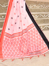 Dista Elora Light Pink Soft Cotton Butti Weaving Handloom Casual Saree, view 5