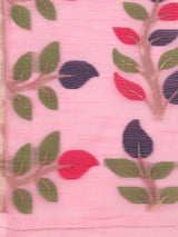 Dista Elora Light Pink Soft Cotton Floral Printed Bhagalpuri Designer Saree, view 4