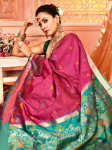 Dista Elora Magenta Pure Banarasi Weaving Silk Saree, view 4