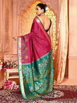 Dista Elora Magenta Pure Banarasi Weaving Silk Saree, view 5