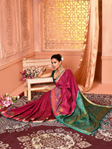 Dista Elora Magenta Pure Banarasi Weaving Silk Saree, view 6