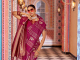 Dista Elora Magenta Soft Silk Woven Banarasi Silk Zari Jacquard Work Designer Saree, view 3