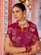 Dista Elora Magenta Soft Silk Woven Banarasi Silk Zari Jacquard Work Designer Saree, view 5