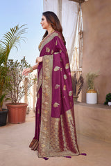Dista Elora Maroon Butta Zari Jacquard Silk Blend Paithani Saree, view 2