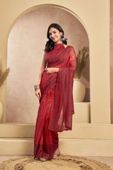 Dista Elora Maroon Linen Paisley Printed Ready To Wear Saree, view 5