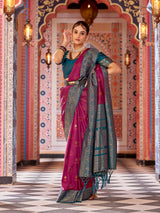 Dista Elora Maroon Soft Silk Patola Zari Jacquard Work Designer Saree, view 2