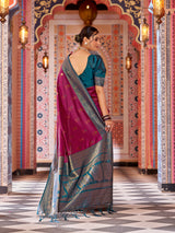 Dista Elora Maroon Soft Silk Patola Zari Jacquard Work Designer Saree, view 5