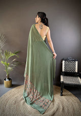 Dista Elora Mehendi Green Georgette Sequence Attractive Foil Print Fancy Georgette Saree, view 3