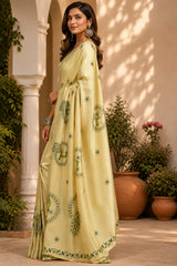 Dista Elora Multicolor Chanderi Cotton Checked Printed Ready To Wear Saree, view 3