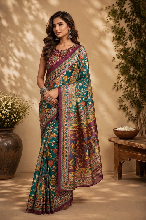 Dista Elora Multicolor Chanderi Cotton Checked Printed Ready To Wear Saree