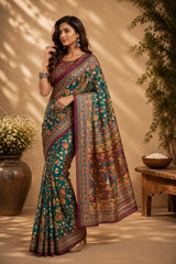Dista Elora Multicolor Chanderi Cotton Checked Printed Ready To Wear Saree, view 4