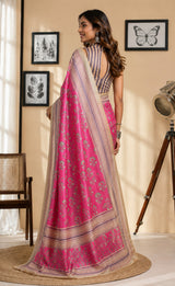 Dista Elora Multicolor Chanderi Cotton Checked Printed Ready To Wear Saree, view 2