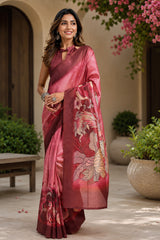 Dista Elora Multicolor Chanderi Cotton Checked Printed Ready To Wear Saree, view 2