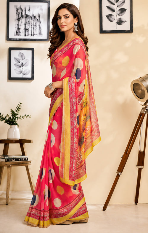 Dista Elora Multicolor Chanderi Cotton Checked Printed Ready To Wear Saree