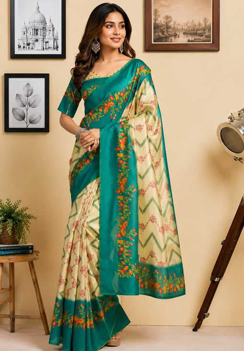 Dista Elora Multicolor Chanderi Cotton Checked Printed Ready To Wear Saree