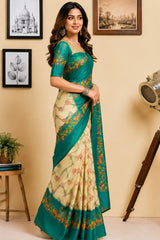 Dista Elora Multicolor Chanderi Cotton Checked Printed Ready To Wear Saree, view 2
