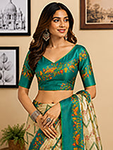 Dista Elora Multicolor Chanderi Cotton Checked Printed Ready To Wear Saree, view 5