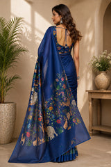 Dista Elora Multicolor Chanderi Cotton Checked Printed Ready To Wear Saree, view 4
